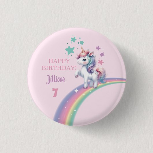 Unicorn Magical Birthday Party Button (Vorderseite)