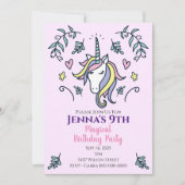 Unicorn Magical Birthday Party Einladung (Vorderseite)