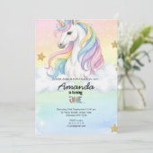 Unicorn Magical Birthday Party Invitation Card Einladung (Stehend Vorderseite)