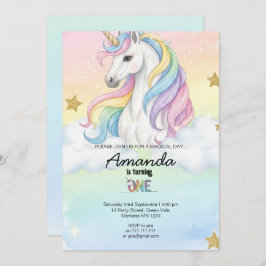Unicorn Magical Birthday Party Invitation Card Einladung