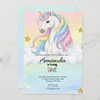 Unicorn Magical Birthday Party Invitation Card Einladung