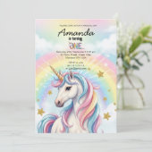 Unicorn Magical Birthday Party Invitation Card Einladung (Stehend Vorderseite)
