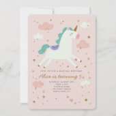 Unicorn Magical Birthday Party Pink Einladung (Vorderseite)