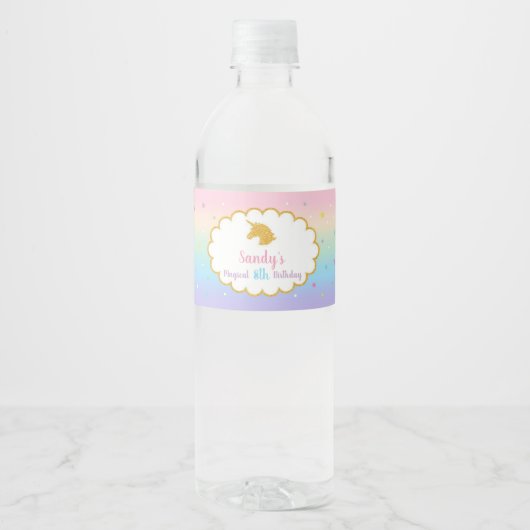 Unicorn Magical Birthday Party Wasserflasche Etike Wasserflaschenetikett (Vorderseite)