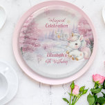 Unicorn Magical Celebration 6. Geburtstagsparty Pappteller<br><div class="desc">Wir wissen, dass Sie nicht warten können, Ihren kleinen Geburtstag zu feiern, und dieses Wintersaison-Thema "Magische Feier" Design feiert Ihr kleines in ruhmreichen rosa! Ein niedliches kleines Einhorn ist ganz in Rosa und goldfarben gehalten, vor einem schneebedeckten, sternenrosa und blassrosa Lavendelhintergrund. Die schönen rosa Bäume blühen, während der Schnee überall...</div>