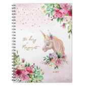 Unicorn Magical Creature Girl Daily Diary Notizblock (Vorderseite)