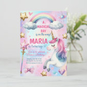 Unicorn Magical day Birthday Party Einladung (Stehend Vorderseite)