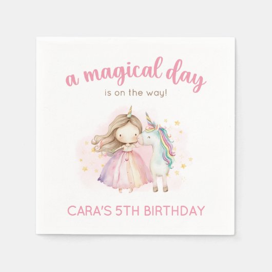 Unicorn Magical Day Birthday Party Serviette (Vorderseite)