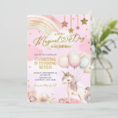 Unicorn Magical Day Is On The Way Birthday Einladung (Stehend Vorderseite)
