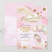 Unicorn Magical Day Is On The Way Birthday Einladung (Vorne/Hinten)