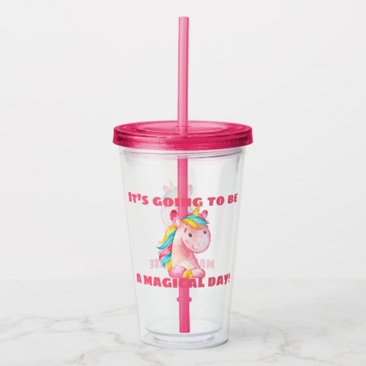 Unicorn Magical Day Personalisiert Acryltrinkbecher (Vorderseite)