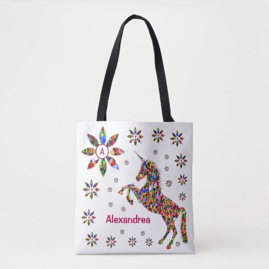 Unicorn Magical Fantasy Glitzer Personalize Tasche (Vorderseite)