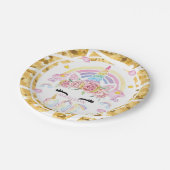 Unicorn Magical First Birthday Gold Pappteller (Schrägansicht)