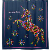 Unicorn Magical Glitzer Shiny Blue Personalize Duschvorhang (Vorderseite)