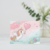 Unicorn Magical Heart Day Postkarte (Stehend Vorderseite)