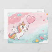Unicorn Magical Heart Day Postkarte (Vorne/Hinten)