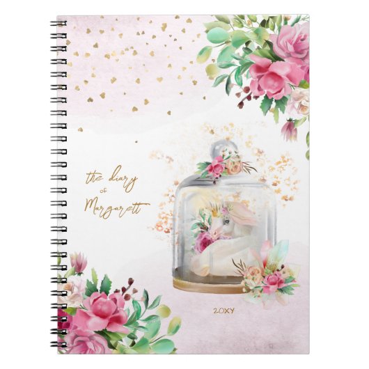 Unicorn Magical Illustration Girl Daily Diary Notizblock (Vorderseite)