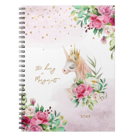 Unicorn Magical Illustration Girl Daily Diary Notizblock (Vorderseite)