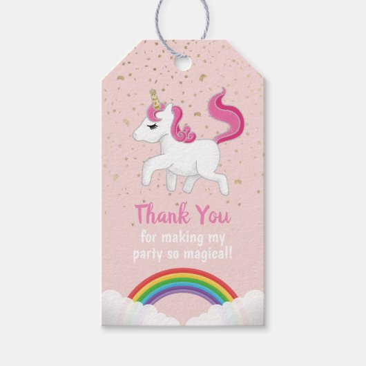 Unicorn Magical Party Rainbow Pink Gefallen Vielen Geschenkanhänger (Vorderseite)