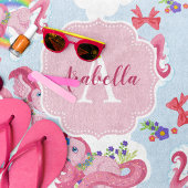 Unicorn Magical Pink Girly Rainbow Monogram Strandtuch