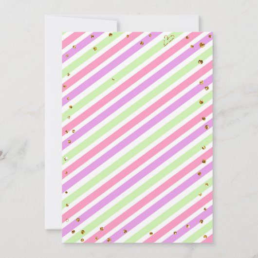 Unicorn Magical Pink Gold Rainbow Girl Birthday Einladung (Rückseite)