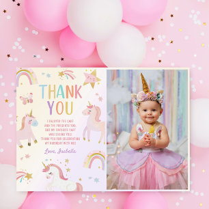 Unicorn Magical Rainbow Birthday Foto Dankeskarte