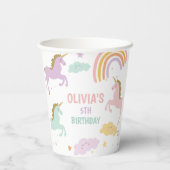 Unicorn Magical Rainbow Celebration Girl Birthday Pappbecher (Rückseite)