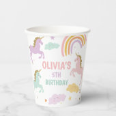 Unicorn Magical Rainbow Celebration Girl Birthday Pappbecher (Vorderseite)