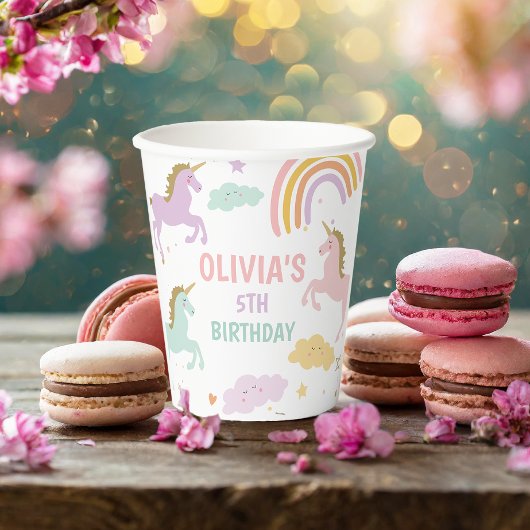 Unicorn Magical Rainbow Celebration Girl Birthday Pappbecher