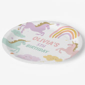 Unicorn Magical Rainbow Celebration Girl Birthday Pappteller (Schrägansicht)