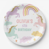 Unicorn Magical Rainbow Celebration Girl Birthday Pappteller (Vorderseite)