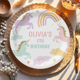 Unicorn Magical Rainbow Celebration Girl Birthday Pappteller