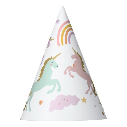Unicorn Magical Rainbow Celebration Girl Birthday Partyhütchen (Vorderseite)