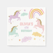 Unicorn Magical Rainbow Celebration Girl Birthday Serviette (Vorderseite)