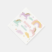 Unicorn Magical Rainbow Celebration Girl Birthday Serviette (Ecke)