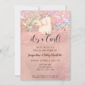 Unicorn Magical Rainbow Glitzer Girl Baby Shower Einladung (Vorderseite)