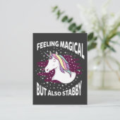 Unicorn Magical Stabby Gefühl Sarcastic Horse Postkarte (Stehend Vorderseite)
