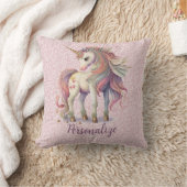 Unicorn Magische Regenbogenfarben Rosa Glitzer Kissen (Decke)