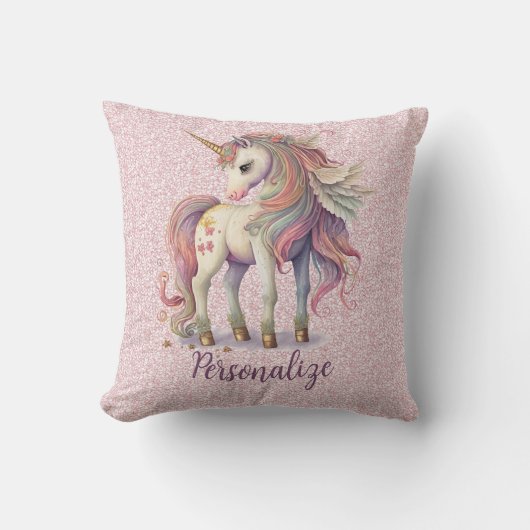 Unicorn Magische Regenbogenfarben Rosa Glitzer Kissen (Vorderseite)