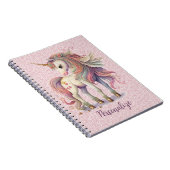 Unicorn Magische Regenbogenfarben Rosa Glitzer Notizblock (Rechte Seite)