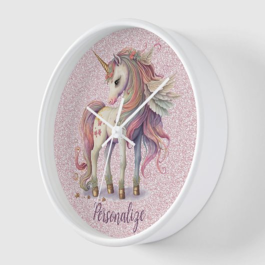 Unicorn Magische Regenbogenfarben Rosa Glitzer Uhr (Winkel)