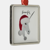 Unicorn Magische Weihnachten Personalisiert Ornament Aus Metall (Rechts)