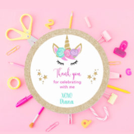 Unicorn magischer Regenbogen Danke Party Runder Aufkleber