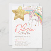 Unicorn Magischer Regenbogen Wasserfarbe Geburtsta Einladung (Vorderseite)