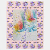 Unicorn Malerträume Rosa Vlies Blanken Fleecedecke (Vorderseite)