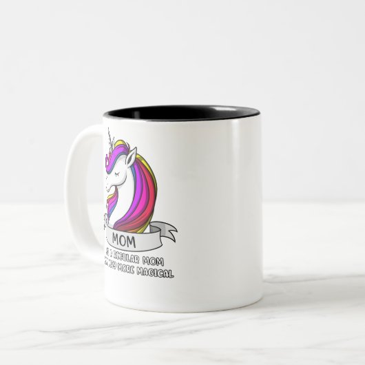 Unicorn-Mama Mamacorn Mutter magisch Zweifarbige Tasse (Vorderseite Links)
