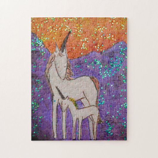 Unicorn Mama und Baby Puzzle (Vertikal)