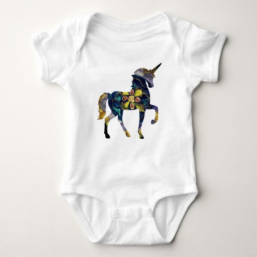 Unicorn Mandala Art Baby Strampler (Vorderseite)