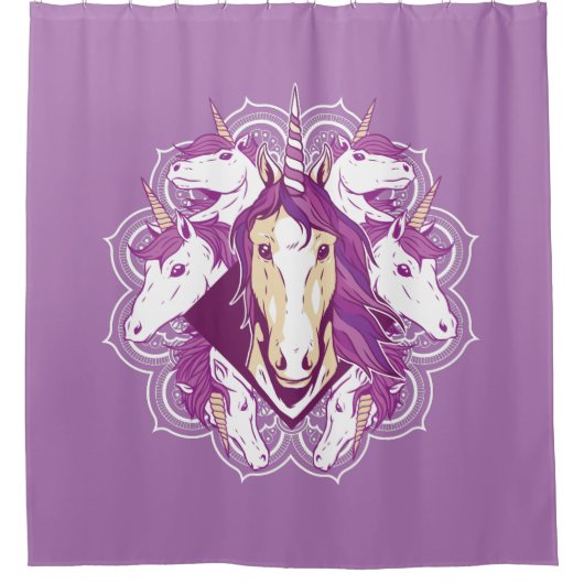 Unicorn Mandala Duschvorhang (Vorderseite)