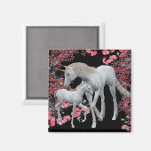 Unicorn Mare and Foal Fantasy Magnet (Vorderseite/Rückseite)